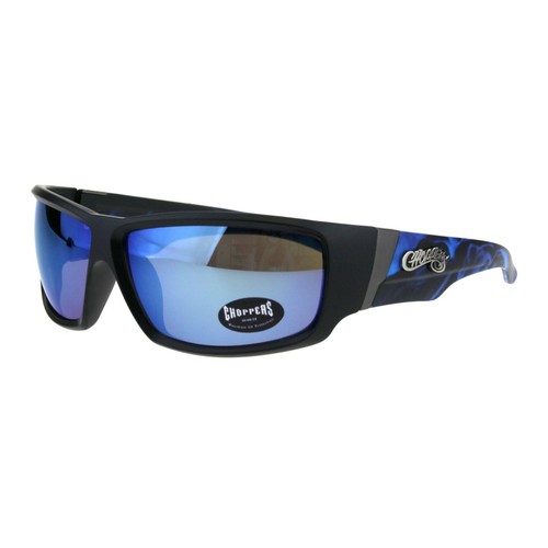 Choppers Sunglasses Men's Biker Fashion Rectangular Flame Design - Picture 5 of 26