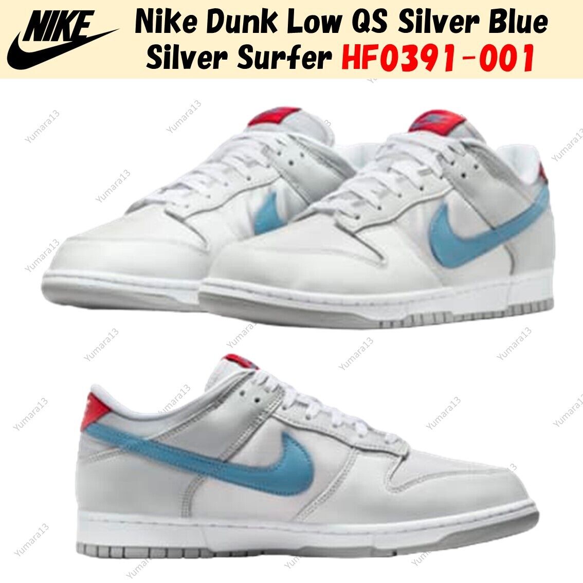 Nike Dunk Low QS Silver Blue Silver Surfer HF0391-001 US Nike Dunk Low QS Silver Blue Silver Surfer HF0391-001 US