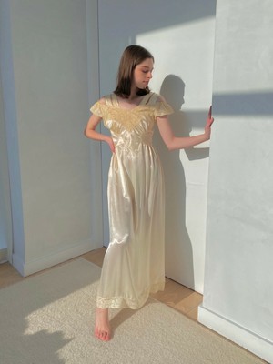 cream satin slip dress