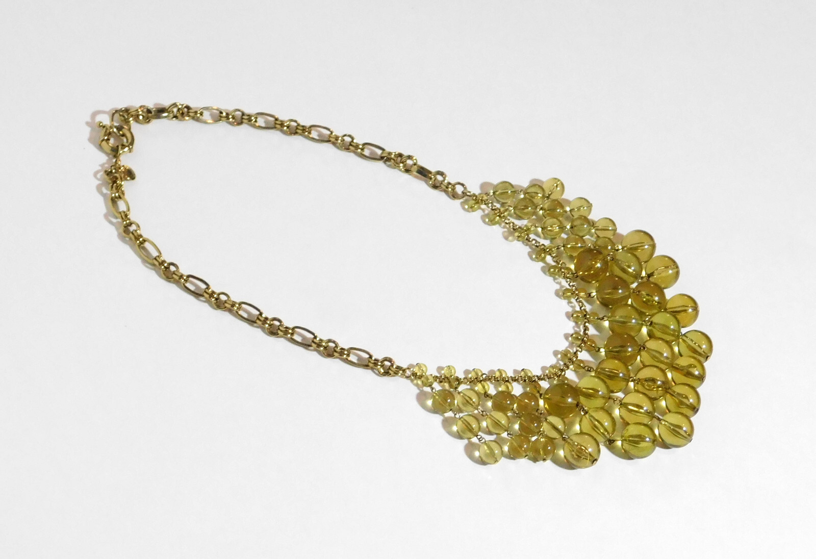 J Crew Long Cascading Translucent Olive Beads Sta… - image 5