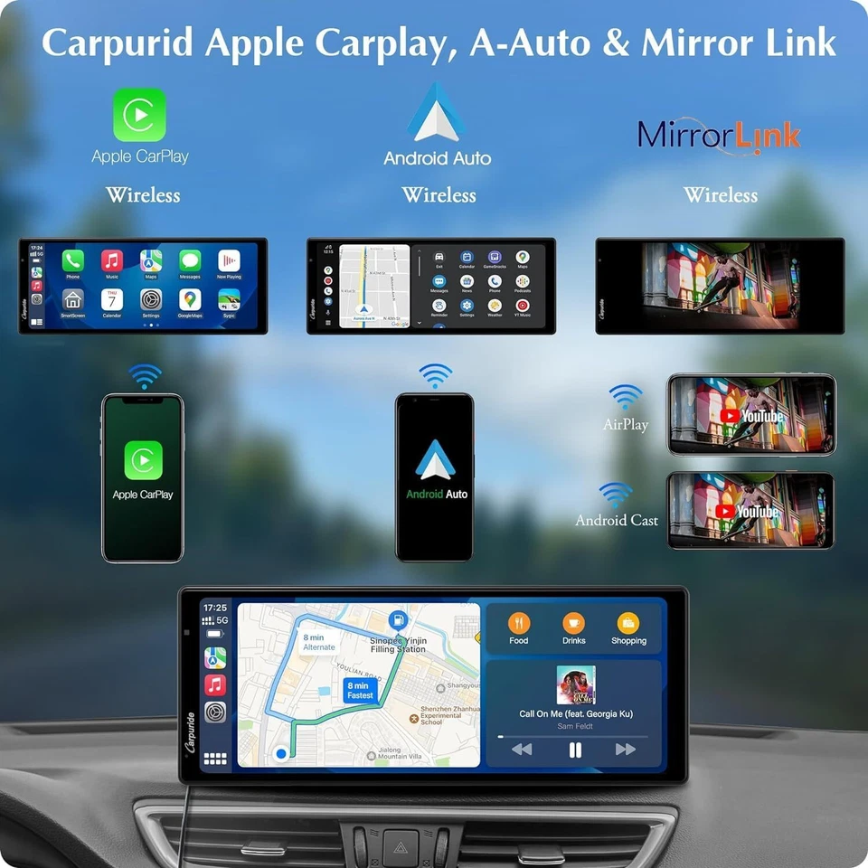 Carpuride W903 Kabelloses Apple Carplay Android Auto Autoradio mit 2.5K Dash Cam - Bild 2 von 4