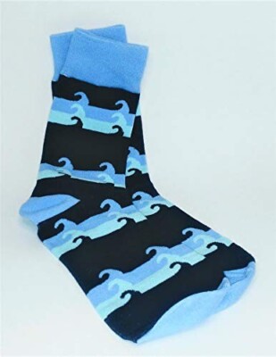Unisex Ocean Blue Wave Novelty Skateboard Summer Crew Sock