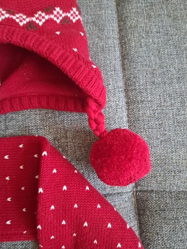 Gymboree Toddler Sz 3T-4T girls hat & scarf set red With Pompon Cotton Red Warm - Picture 6 of 10
