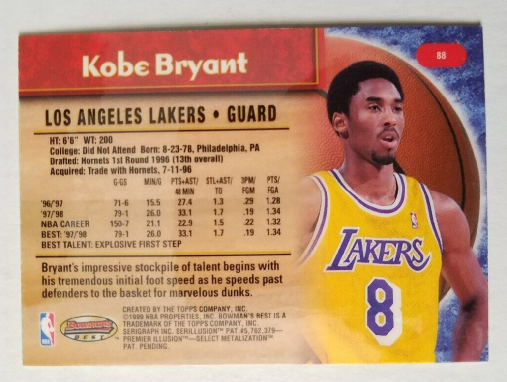Kobe Bryant 1998-99 Topps Bowman's Best #88 Lakers A1 | eBay