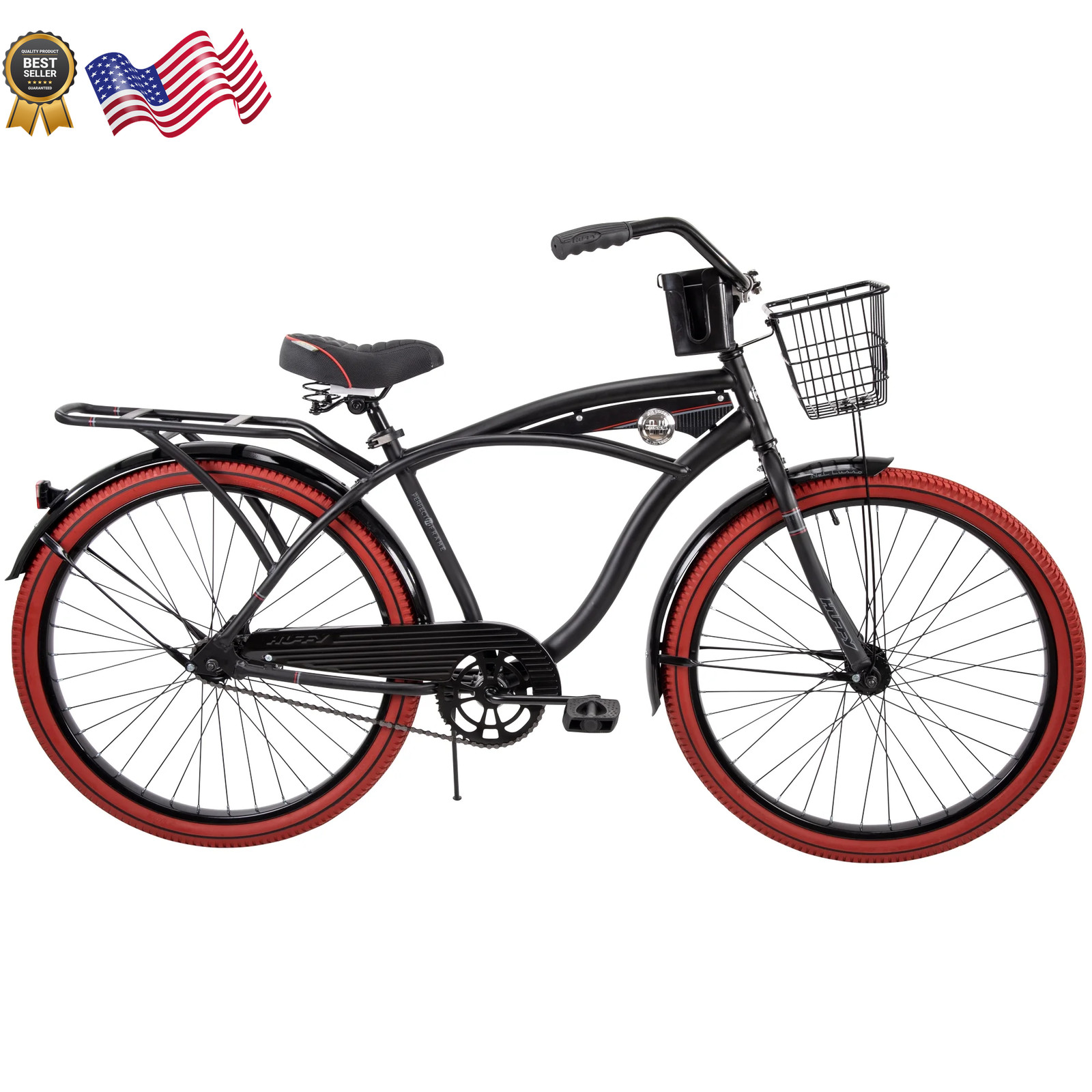 26" Nel Lusso Cruiser Bike Fits Riders 5'0"+ Matte Black Adult Men'S