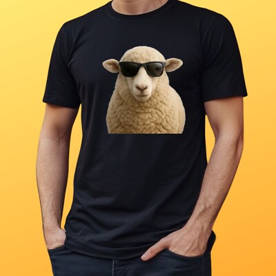 Mens Sheep Sunglasses Cotton T-Shirt Size XS to 5XL