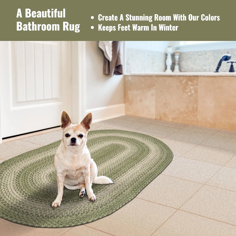 20x30” Green Oval Braided Rug. Grassland Green Jute Oval Rug. Uses- Entryway ... - Image 3 of 4