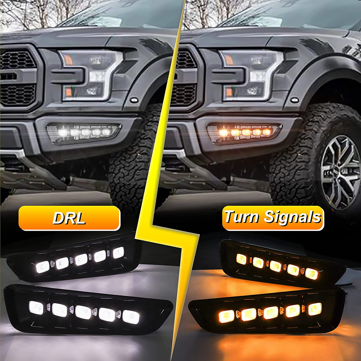 Ford Raptor Leds LED Bumper Lights For Raptor Ford Raptor LED Fog Lights - Amber ...