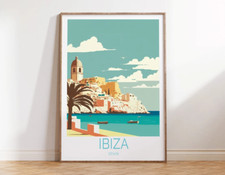 Ibiza Sea Shore In Italy, Date Palm Art Poster Premium Quality Choose your Size