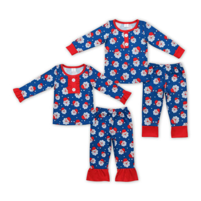 Adorable Infant Baby Sibling Christmas Party Gift Santa Long Sleeve Pajama Set