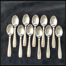 11 Cuillères Moka Christofle Modèle Atlas Paquebot Normandie Métal Argenté 10 cm