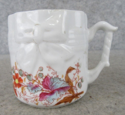 Antique Porcelain Shaving Mustache Mug  Germany Colorful Flower Transfer