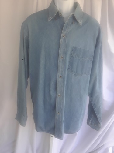 Oleg Cassini Cowboy Shirt blue western MENS Button Up rodeo Size L B10 - Picture 3 of 6