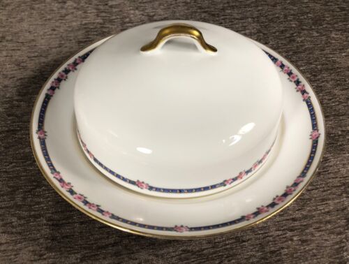Antique C Ahrenfeldt 8 Piece Set Limoges Pink Rose Blue Border Pattern AHR6 - Picture 12 of 21