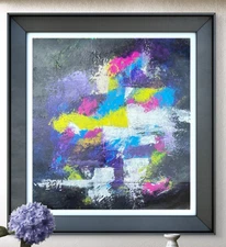 Original Art "Keen" 14x16 Canvas Expressionism Abstract Design Home Art