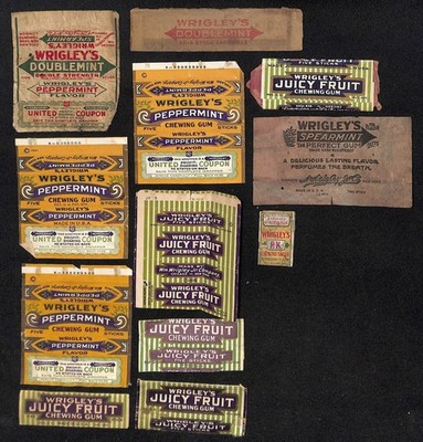Wrigley's Group of 12 c1920s-30s Mostly Gum Stick Wrappers (#5)