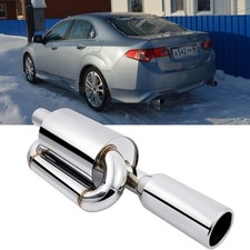 For Honda Accord Twin Loop Exhaust Muffler 2.5" Inlet 4" Out Pipe Tips Stainess