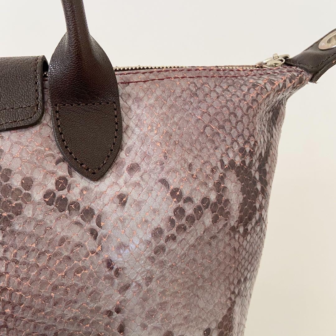 Longchamp Le Pliage Python Tote Bag Brown Leather… - image 16