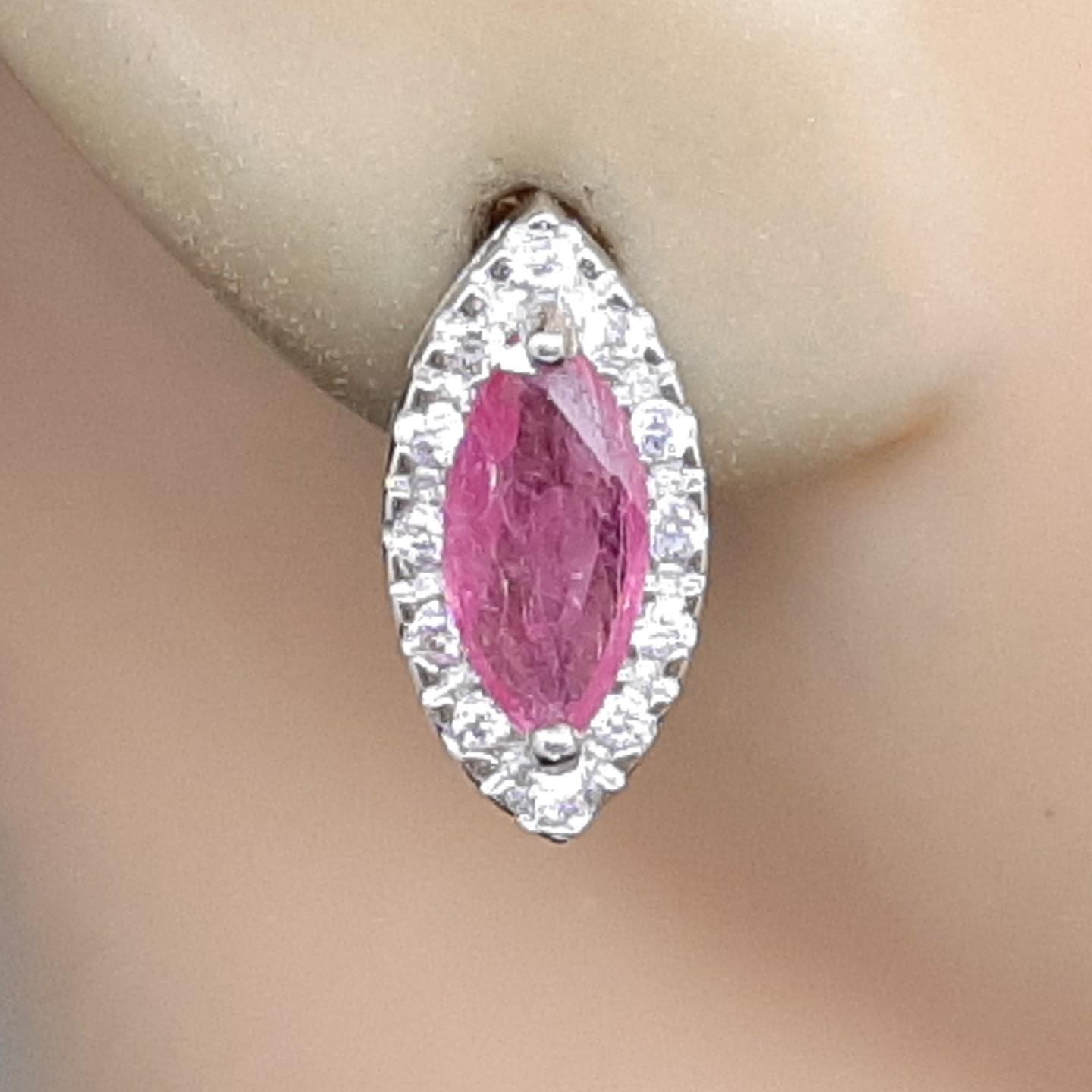 World Class 2.20ctw Ruby & White Sapphire 925 Sterling Silver Earrings 3.7g
