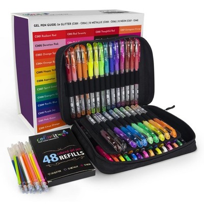 96 Premium Gel Pens Set with Refills - Vibrant Colors for Adult Coloring and