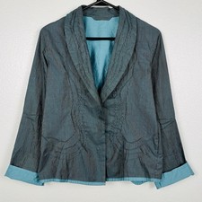 Issey Miyake Haat Heart Vintage Blue Stripe Pleated Cotton Jacket Blazer 2/Small