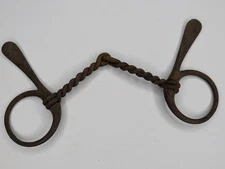 Vtg Antique Rusty Iron Horse Bit Snaffle Bridle Pony Equestrian Farm Primitive