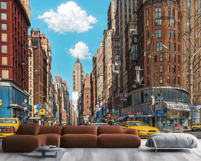 New York Zeichnung Stadt Zimmer Geschenk Tapete Wandbild abnehmbar abwaschbar abziehen & kleben