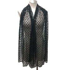 Cejon Scarf Sequin Mesh Rectangle  One Size Black Whimsigoth Formal 73x20