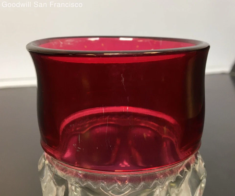 Juego De Colección De 8 Copas Kings Crown Patrón Rojo Arándano Indiana Glass Company Foto 3 de 4