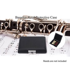 PU Leather Cover Black Bassoon Reed Container Box Case with Slots for 3pcs Reeds