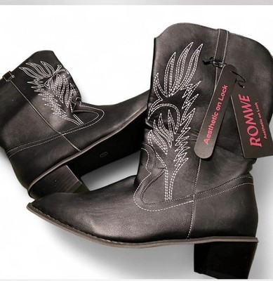NWT In Packaging Romwe Womens Western Boots Size 41 Uk 8.5 - 9