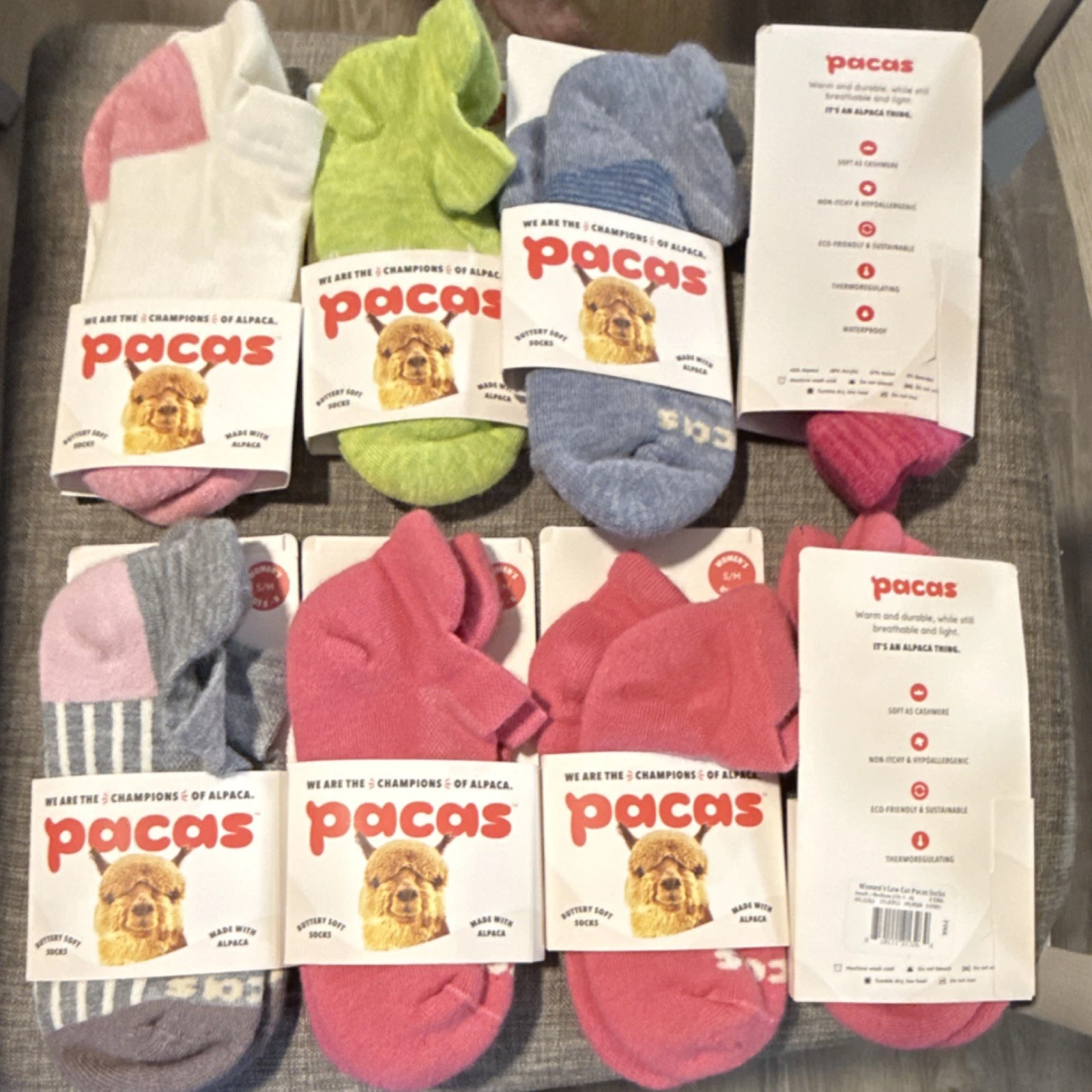 Women's Pacas Alpaca Blend Low Cut Socks Multicolor Size S/M (5-8) 8 Pair