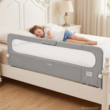 Bed Rail for Toddler,71''L One-Button Swing down Crib Rail, Bed Guard Rail for B
