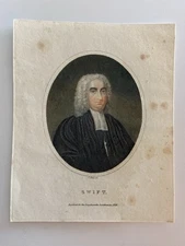 Antique Engraving – Jonathan Swift, Satirist & Author of Gulliver’s Travels 1822