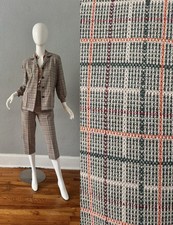 Vintage 70s Plaid Hippie Retro Leisure 2 Pc Suit Jacket Capri Pant Set S