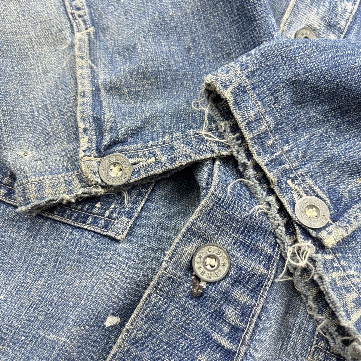 Vintage 1930's US Army M-35 Denim Pullover Jacket Indigo Length 72cm image 7