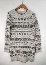 Abercrombie & Fitch Dress Women's XS Fair Isle Chunky Knit Sweater Beige