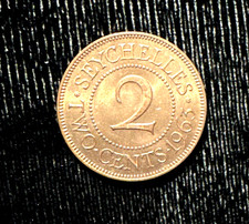 Seychells 1963 2 cents KM 15 Gem Red BU