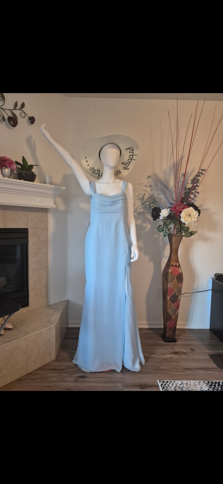 Azazie Light Blue Sleeveless Bridesmaid Dress Formal Gown Size C