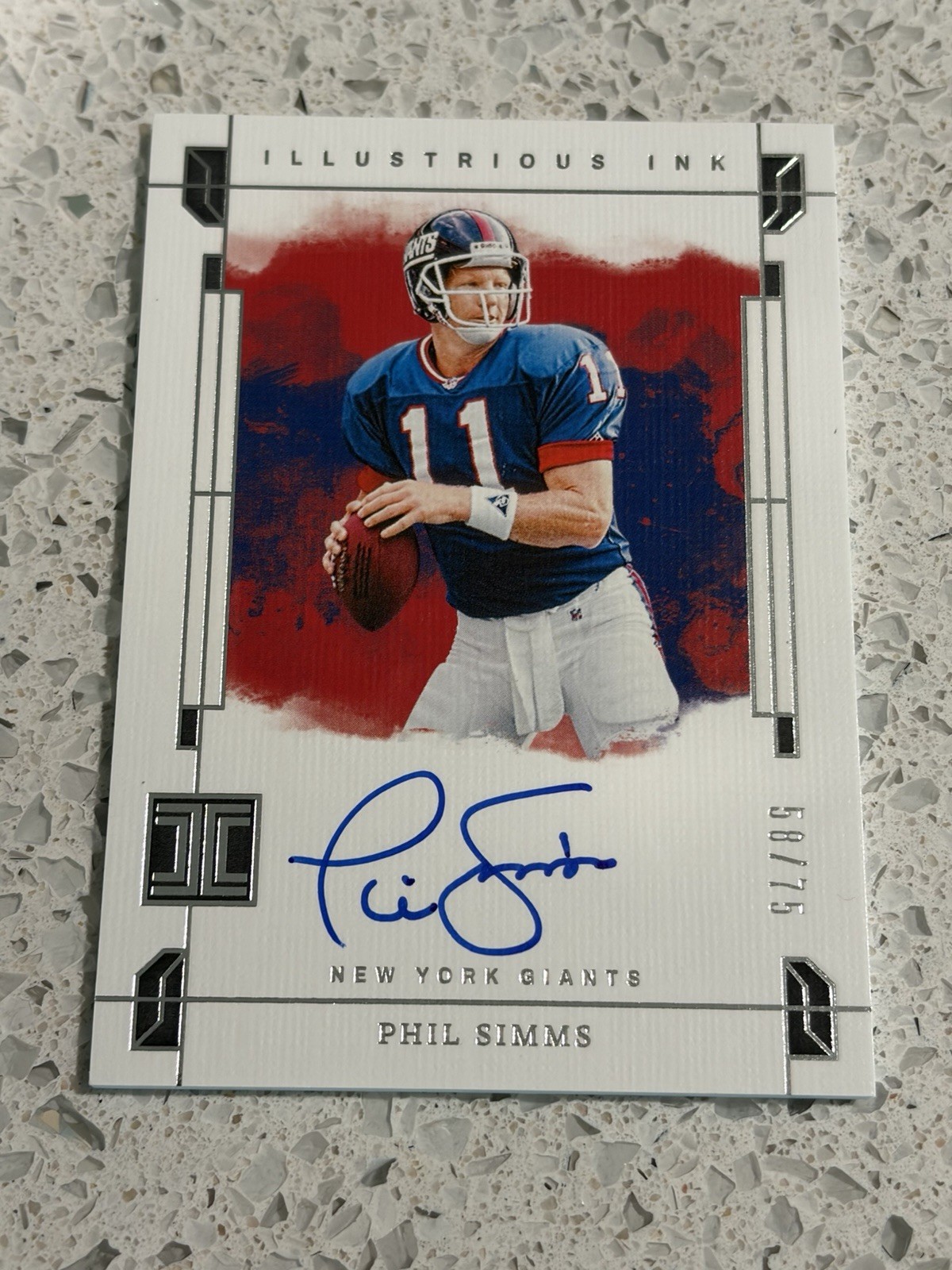 2024 Impeccable Phil Simms /75 Illustrious Ink Auto On Card Giants ILL-PSS