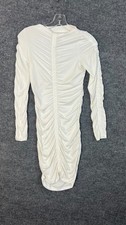 Divided H&M Dress Womens Small White Ruched Bodycon Mock Neck Siren Club Wear