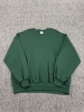 Vtg Jerzees Sweatshirt Men 2XL Blank Green Fleece Crewneck Pullover Made In USA