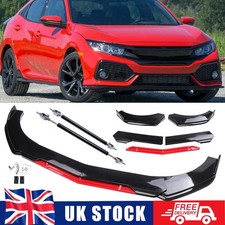 For Honda Civic 2015-22 Gloss Black Red Front Bumper Splitter Spoiler Lip Chin #