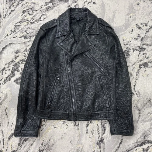 Burberry Prorsum by Christopher Bailey AW11 Peddled Leather Biker Jacket Size 48 - product listing photo