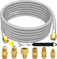 20 Feet High Pressure Braided Propane Hose Extension with Conversion Coupling 3/