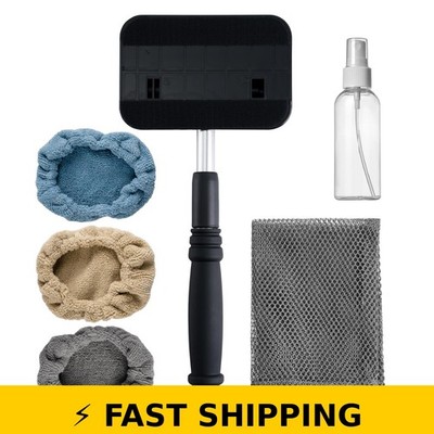 POLYTE Pivoting Windshield Cleaning Tool - Extendable Handle with 3 Covers