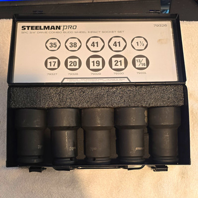 5 Pc Steelman Pro 3/4 Combo Budd Wheel Impact Socket Set