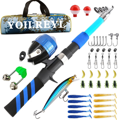button fishing pole Fishing Gear Push Button Fishing Rods Collapsible Telescopic Fishing Rod  And Reel Combo Push Button