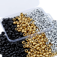 Gold Sliver Pony Beads 500Pcs 9mm Gold Pony Beads Bulk for Crafts Friendship Bra