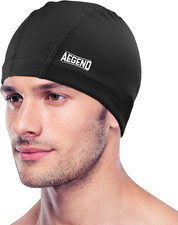 Fabric Swim Cap, Silicone Waterproof Layer - Breathable Cloth Swimming Cap, Keep